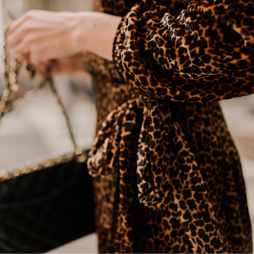 J. Crew Velvet Leopard Wrap Dress